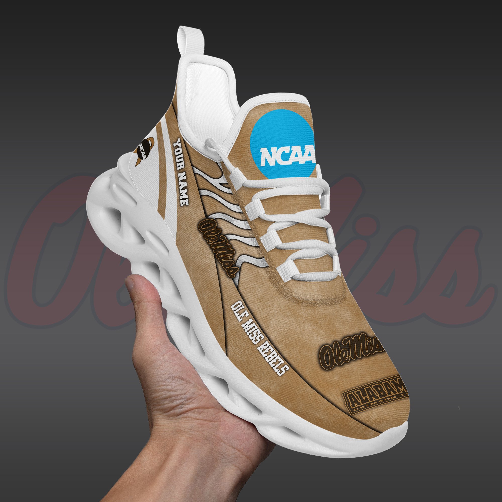 Ole Miss Rebels Black Max Soul Shoes 2025 Versions Custom Your Name And Number 312