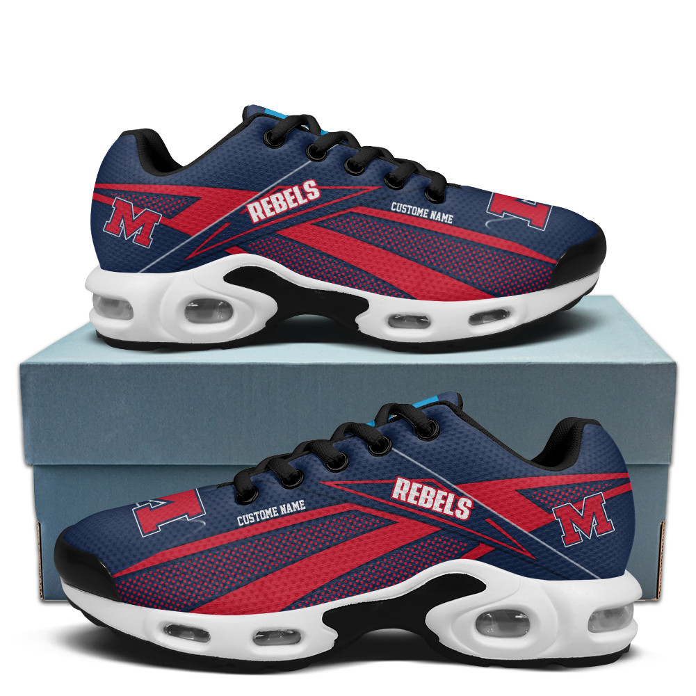 Ole Miss Rebels Personalized Name Team Colors Supersonic Line Pattern TN Air Max Shoes Air Cushion Sneakers