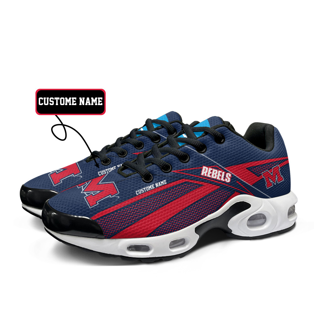 Ole Miss Rebels Personalized Name Team Colors Supersonic Line Pattern TN Air Max Shoes Air Cushion Sneakers