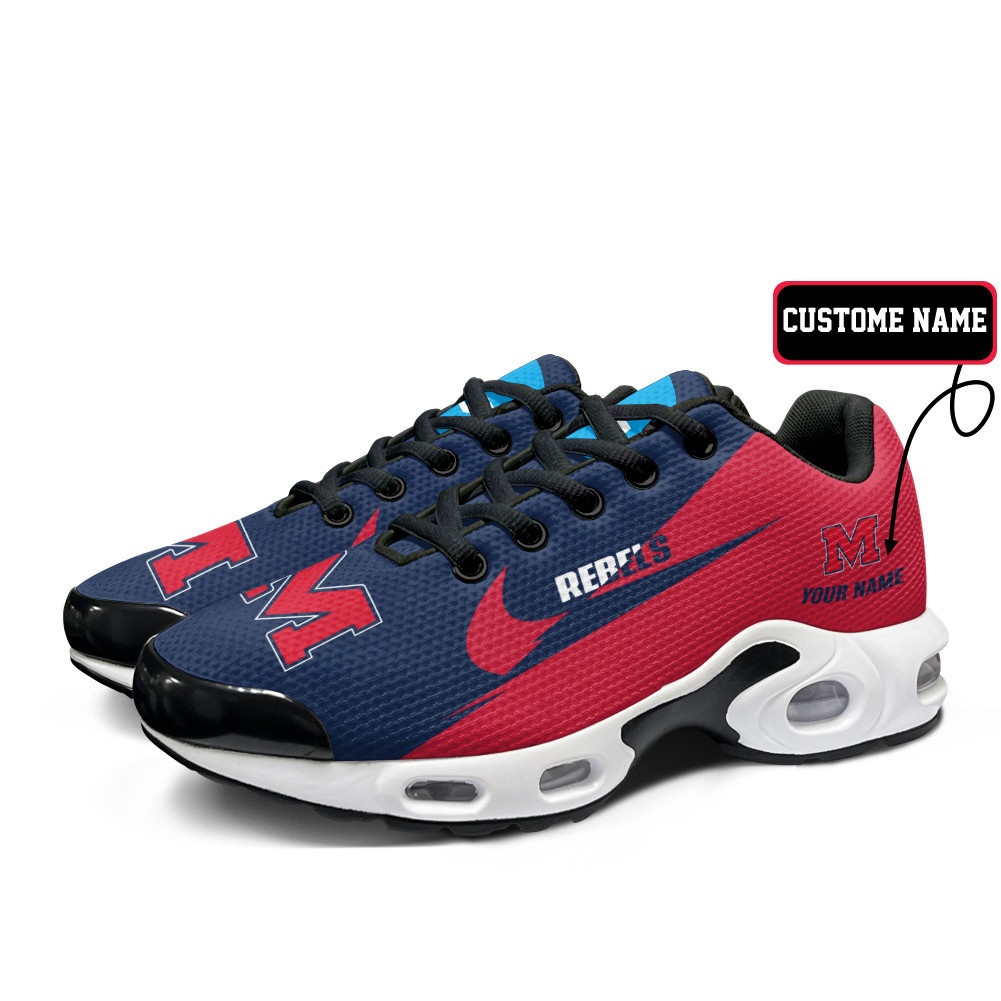 Ole Miss Rebels Personalized Name Team Logo Wings Of God Pattern TN Shoes Air Cushion Sneakers