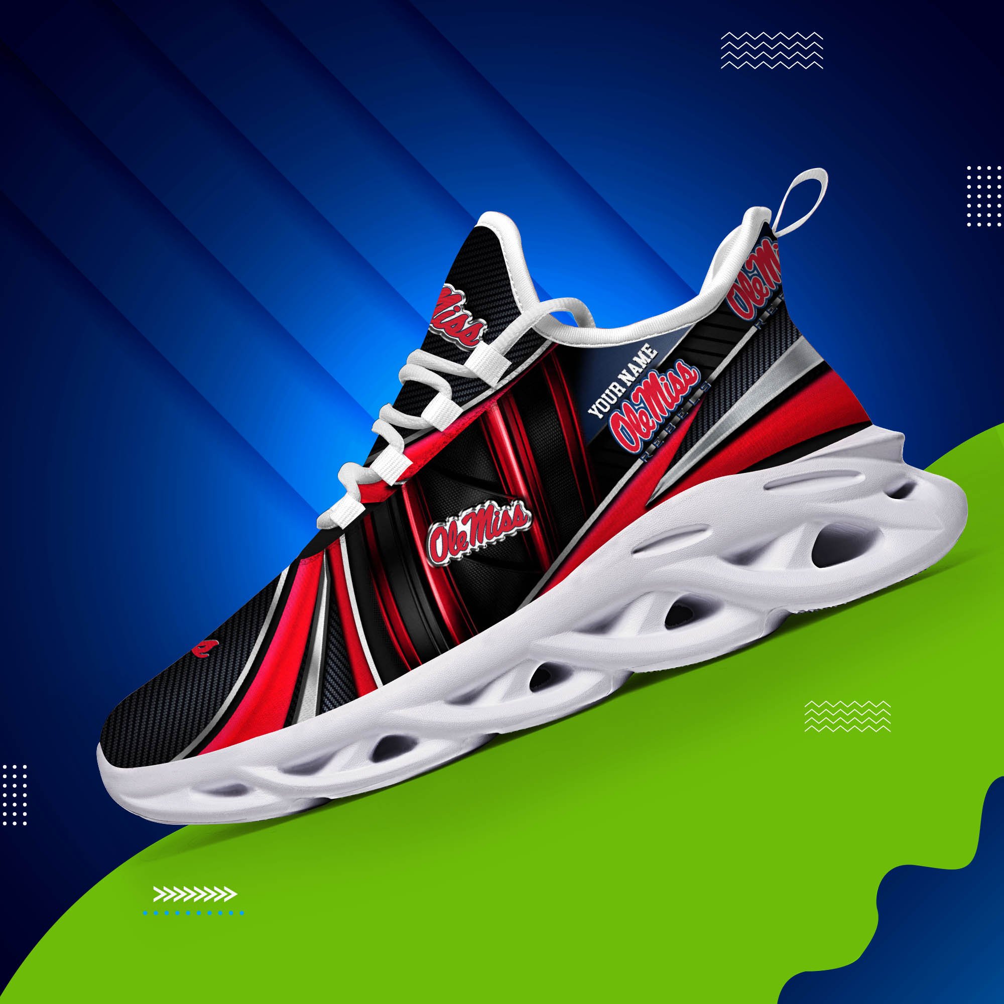 Ole Miss Rebels White C Sneakers 2025 Version Personalized Your Name, Sport Team Sneakers, Sport Gifts PH892