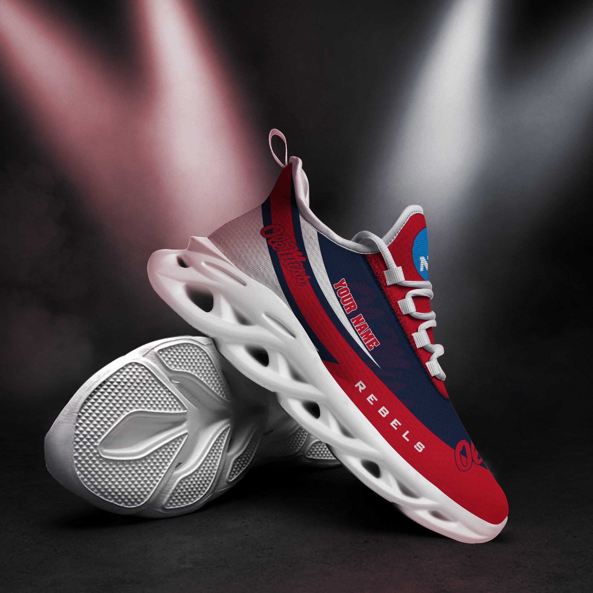 Ole Miss Rebels White Max Soul Shoes 2025 Versions Custom Your Name, Sports Gift For Fan PH019