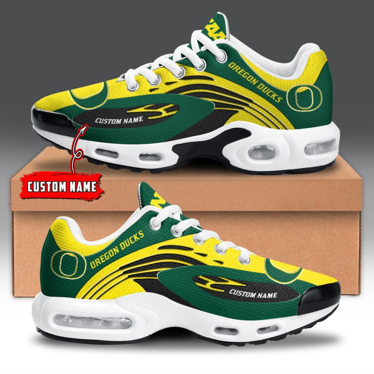 Oregon Ducks Personalized Name Team Logo Mix Colors Wave Line TN Shoes Air Cushion Sneakers