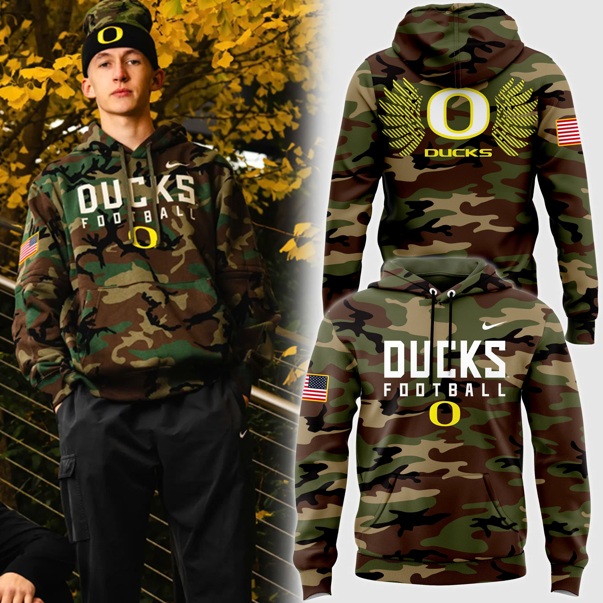 Oregon Football Salute to Service Club Fleece Pullover Hoodie