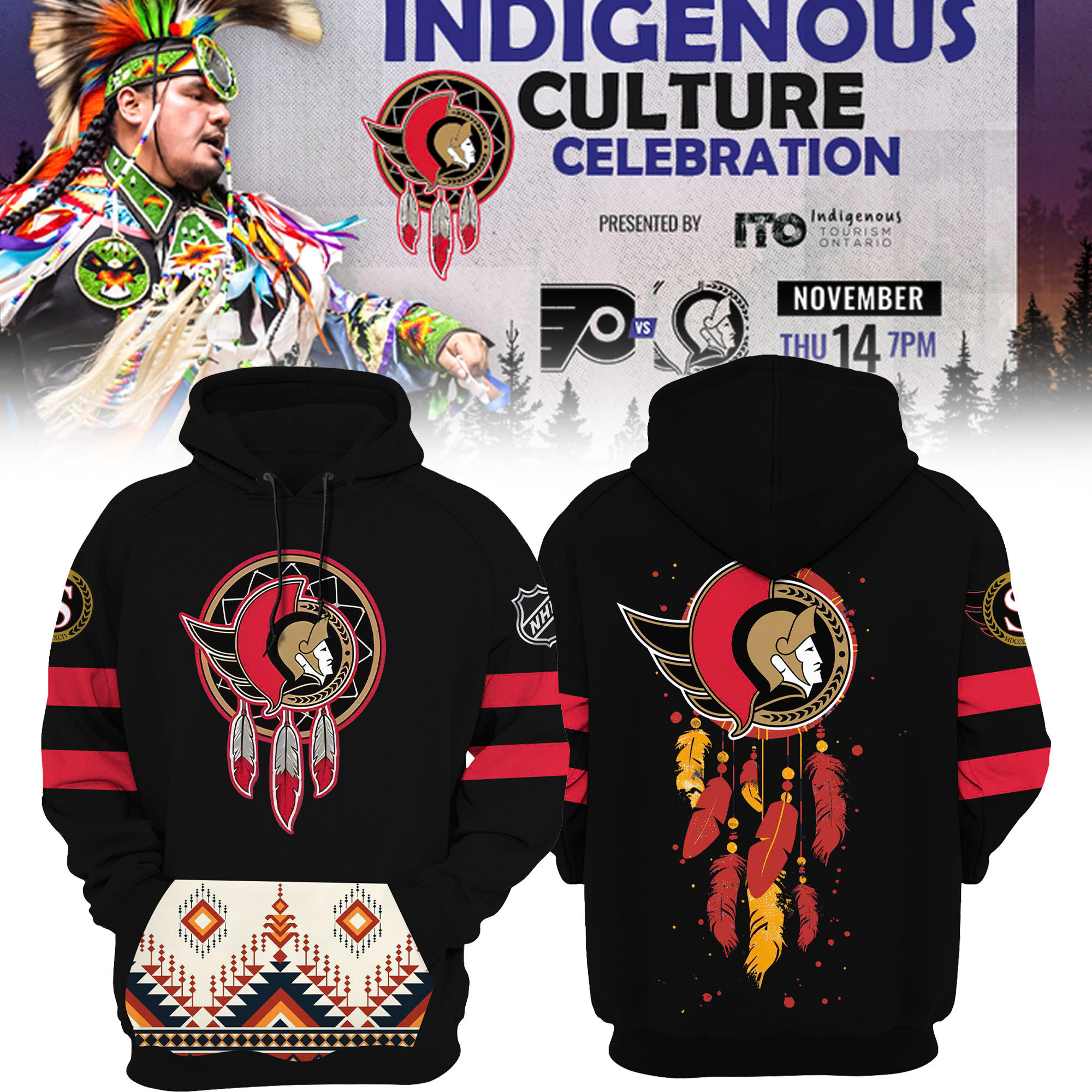 Ottawa Senators Native American Heritage Month Premium Pullover Hoodie 
