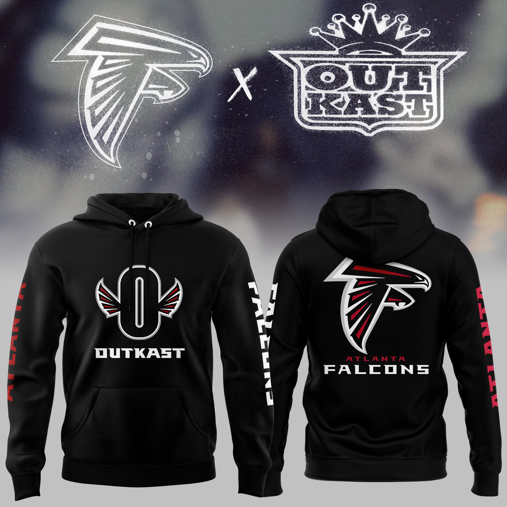 Outkast x Atlanta Falcons BlackPullover Hoodie 