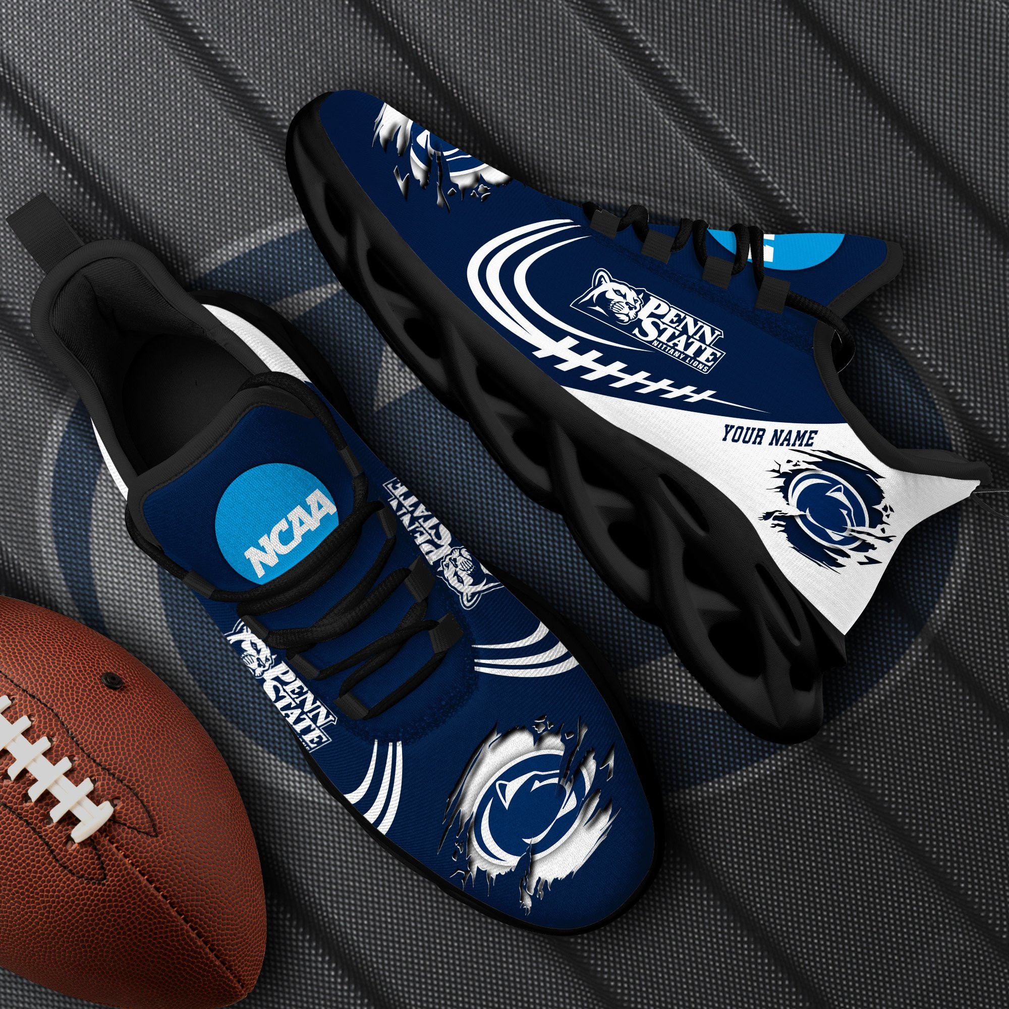 Penn State Nittany Lions Black Max Soul Shoes 2025 Versions Custom Name 016