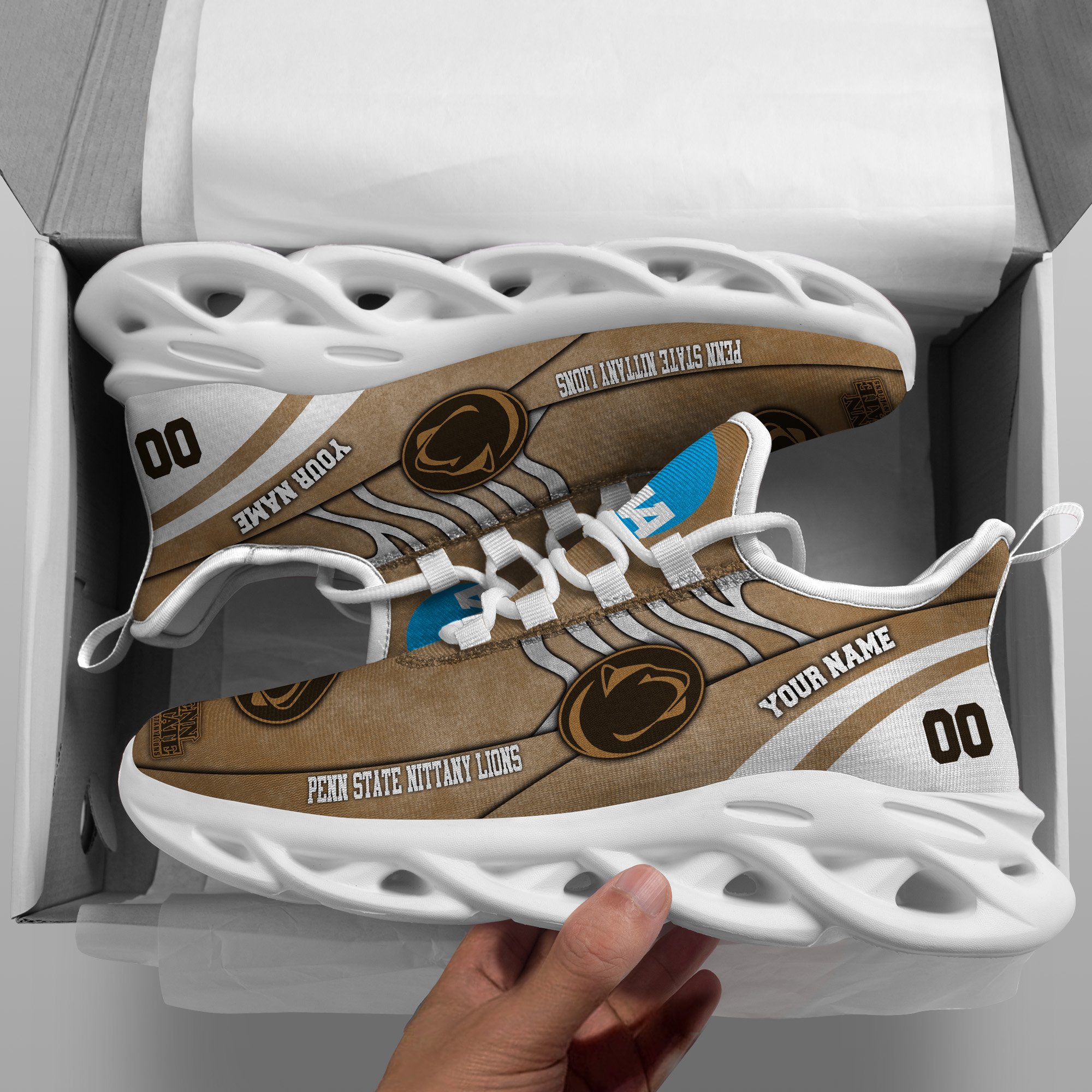 Penn State Nittany Lions Black Max Soul Shoes 2025 Versions Custom Your Name And Number 312