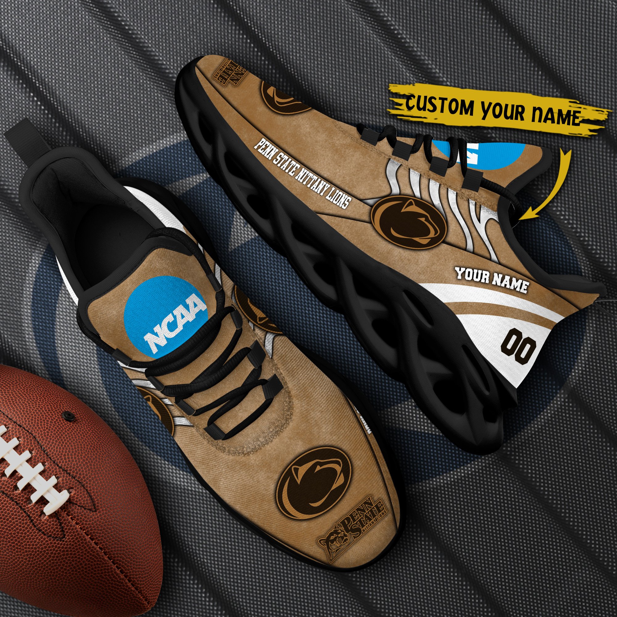 Penn State Nittany Lions Black Max Soul Shoes 2025 Versions Custom Your Name And Number 312