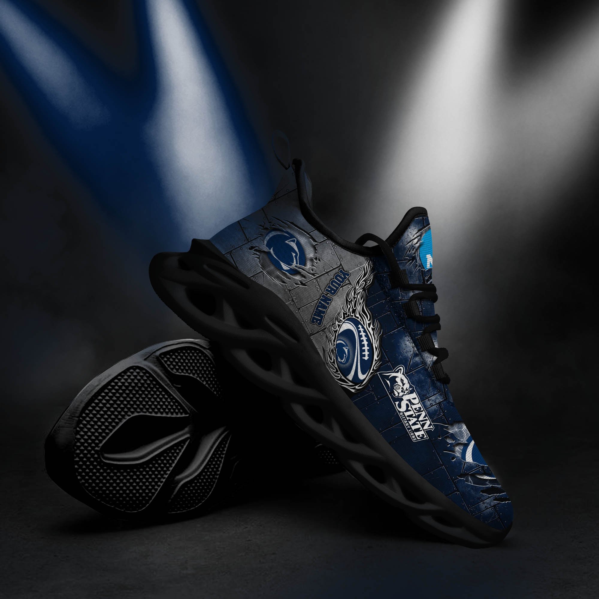 Penn State Nittany Lions Black Max Soul Shoes 2025 Versions, White Max Soul Shoes Custom Your Name PH879