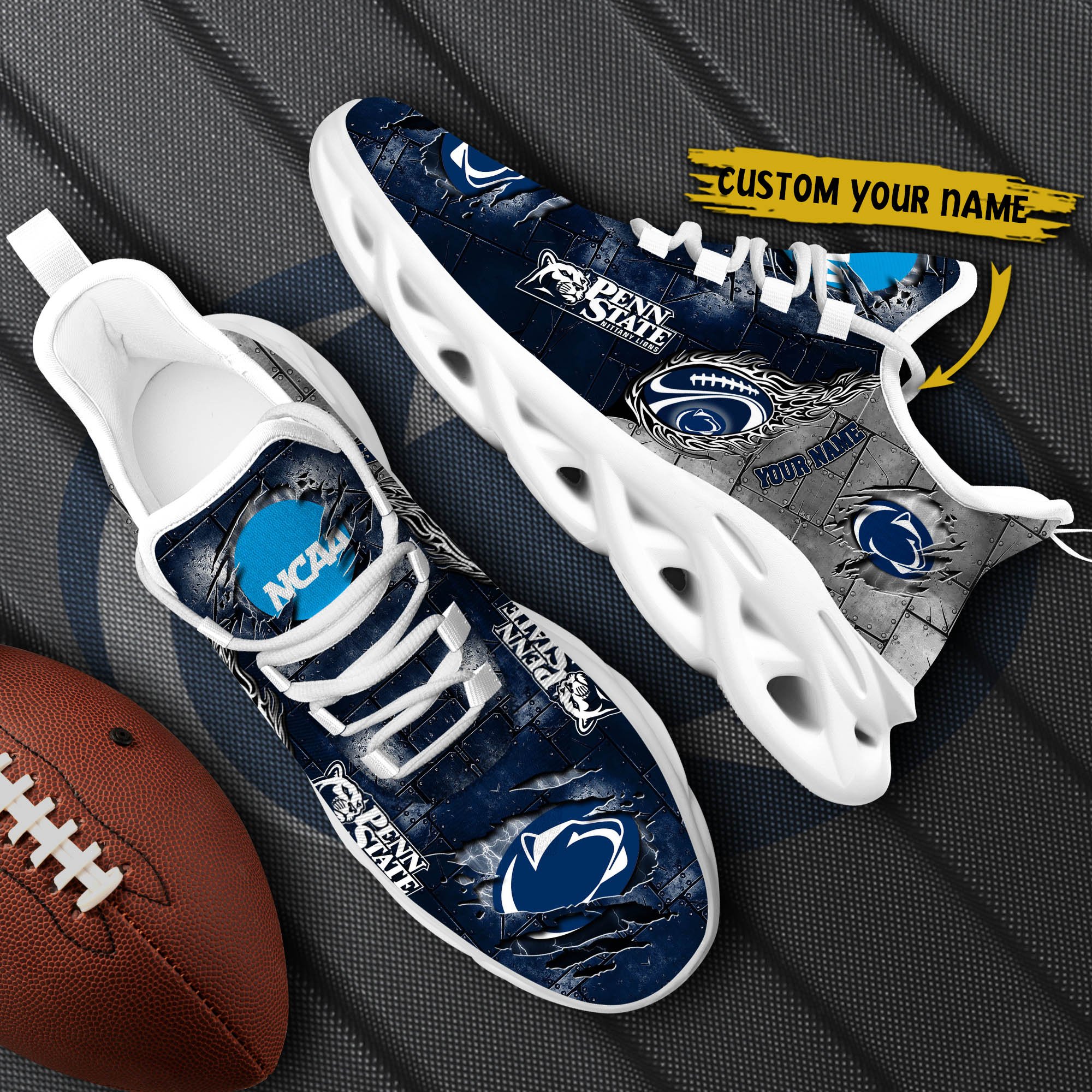 Penn State Nittany Lions Black Max Soul Shoes 2025 Versions, White Max Soul Shoes Custom Your Name PH879