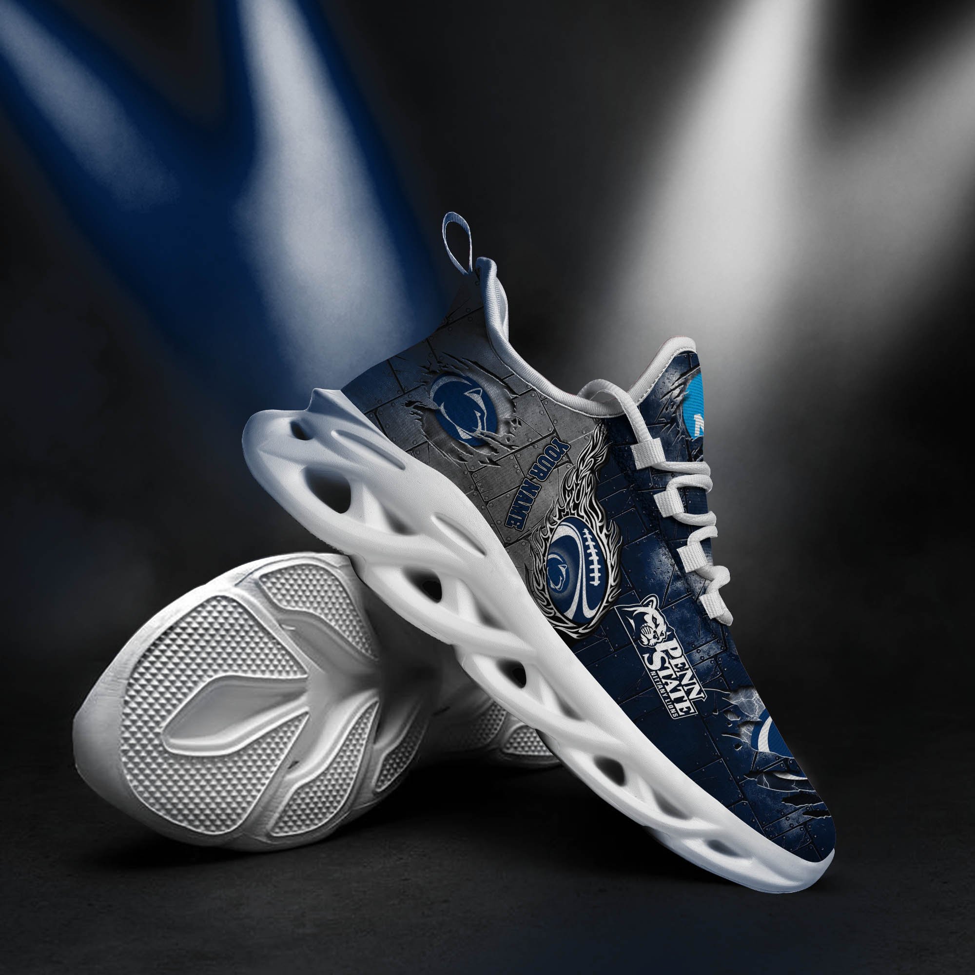 Penn State Nittany Lions Black Max Soul Shoes 2025 Versions, White Max Soul Shoes Custom Your Name PH879
