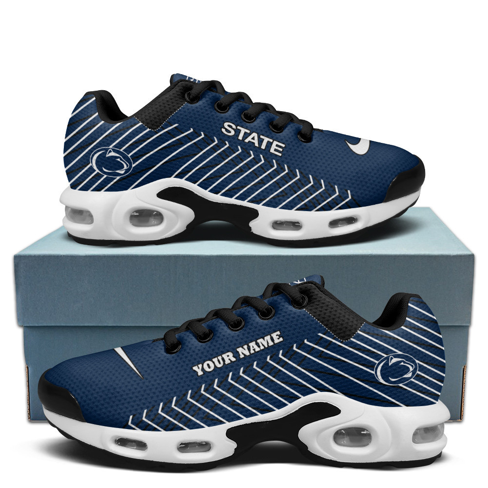 Penn State Nittany Lions Personalized Name Team Colors Jagged Lines TN Air Max Shoes Air Cushion Sneakers