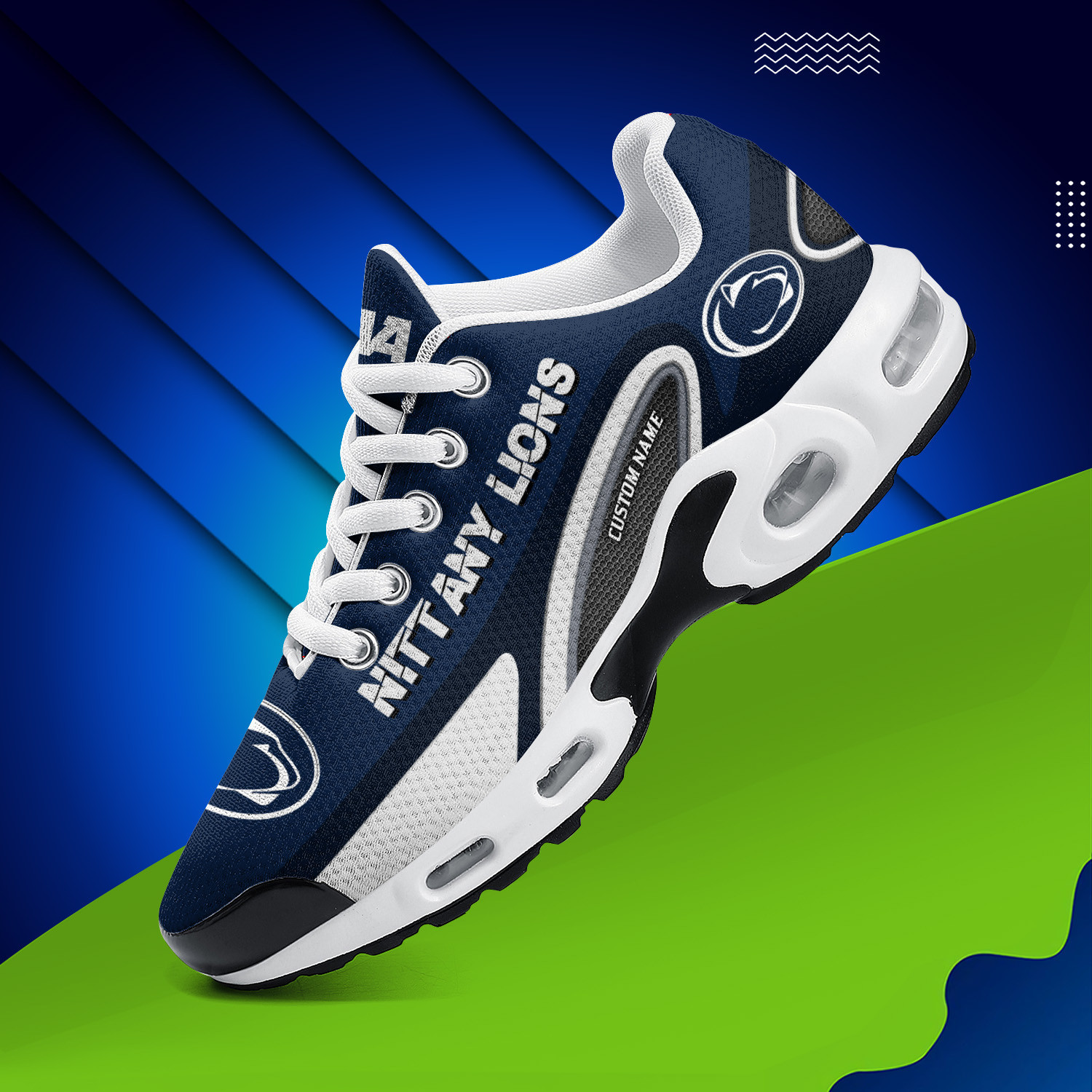 Penn State Nittany Lions Personalized Name Team Logo Mix Colors Oval Line TN Shoes Air Cushion Sneakers