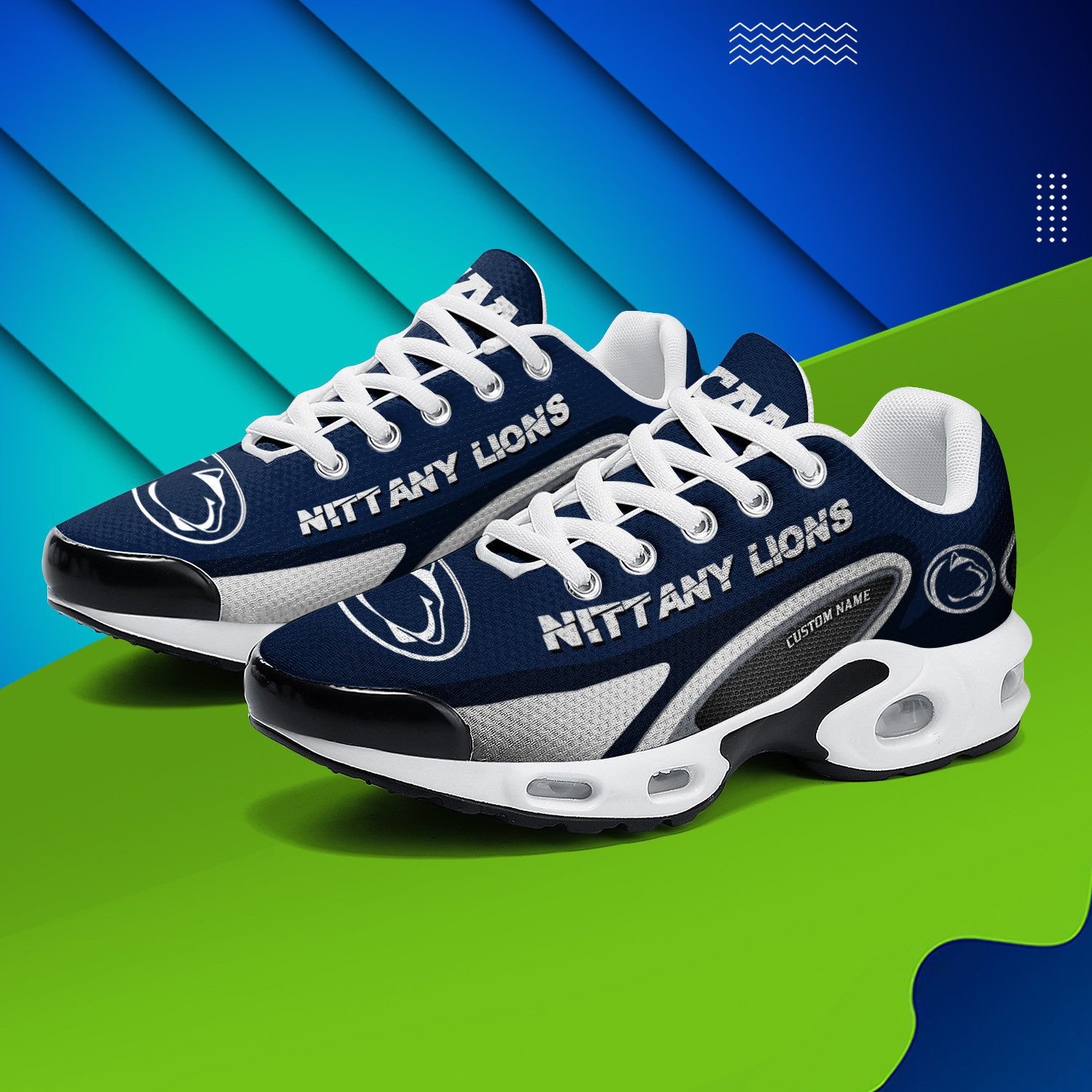 Penn State Nittany Lions Personalized Name Team Logo Mix Colors Oval Line TN Shoes Air Cushion Sneakers