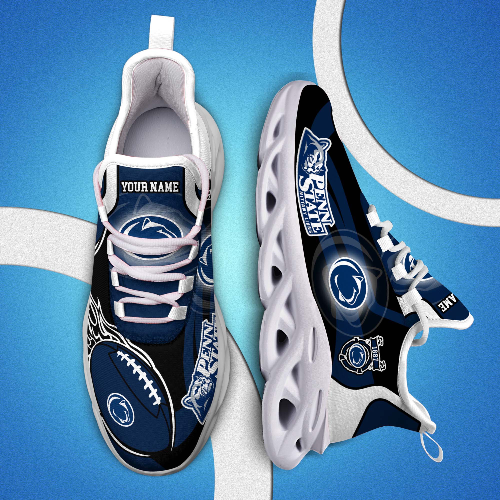 Penn State Nittany Lions White C Sneakers 2025 Version Personalized Your Name 090