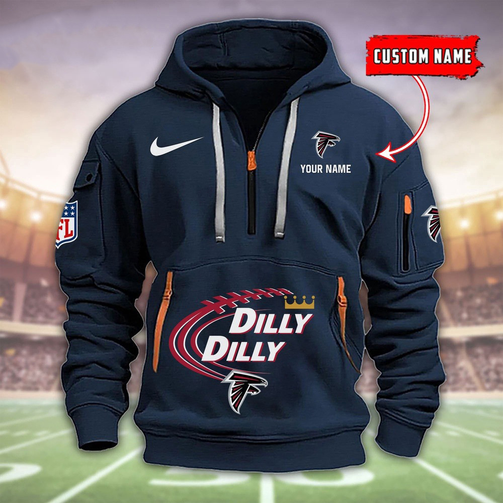 Personalized Atlanta Falcons Dilly Dilly Football Quarter Zip Hoodie Fan Clothing Gift 