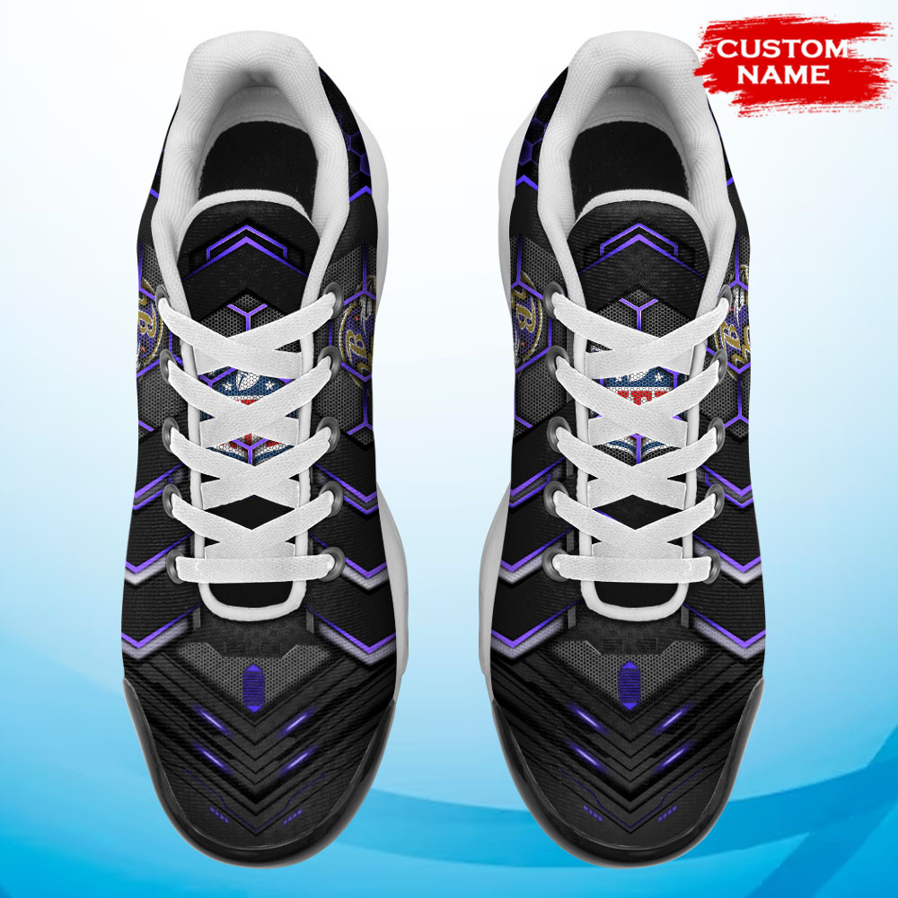 Personalized Baltimore Ravens Team Logo Team Neon Color TN Air Max Shoes Air Cushion Sneakers