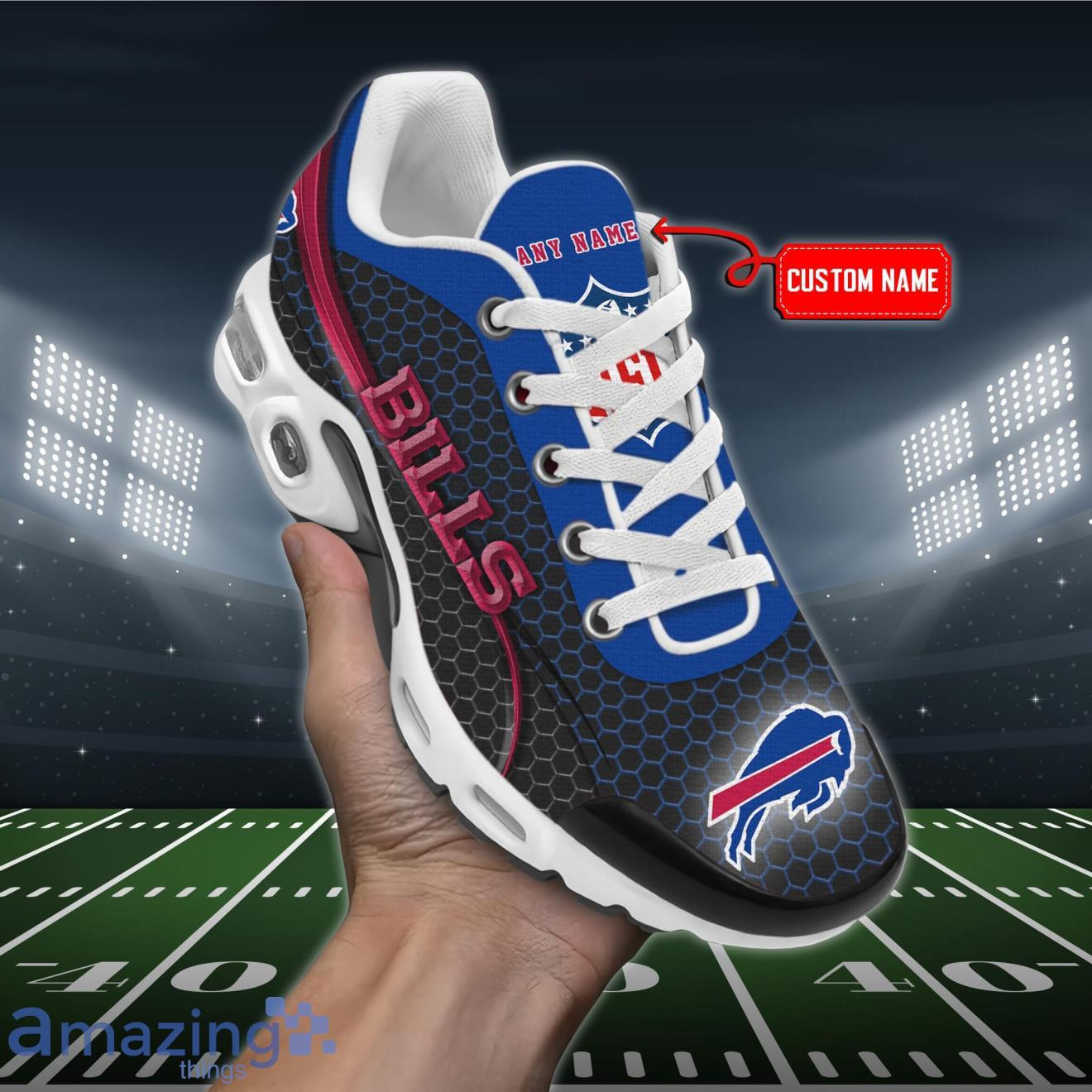 Personalized Buffalo BillsTeam Logo Hexagon Pattern Team Color TN Air Max Shoes Air Cushion Sneakers
