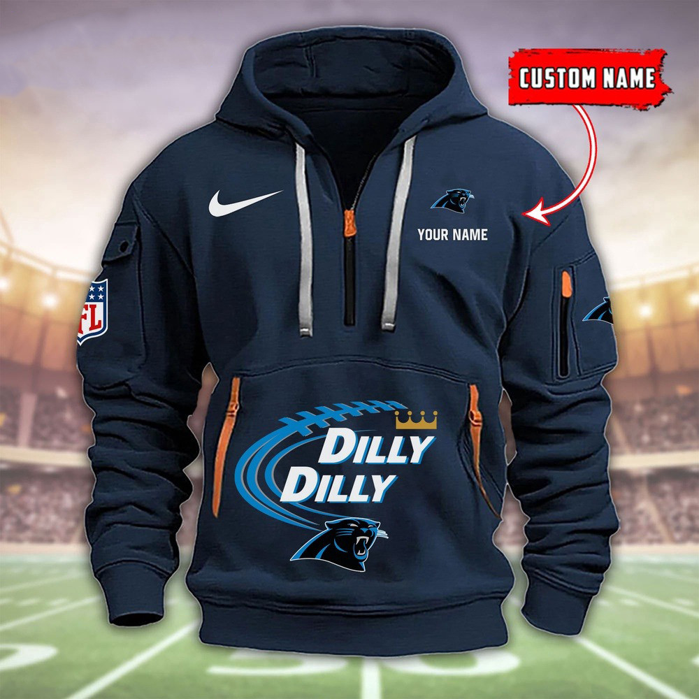 Personalized Carolina Panthers Dilly Dilly Quarter Zip Hoodie Football Fan Gifts For Him 