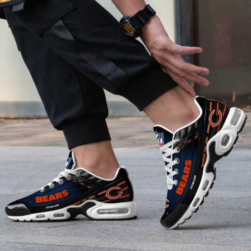 Personalized Chicago Bears Black And Team Color Stripes Black TN Air Max Shoes Air Cushion Sneakers