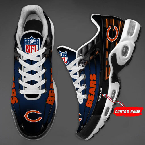 Personalized Chicago BearsBlack And Team Color Stripes Black TN Air Max Shoes Air Cushion Sneakers