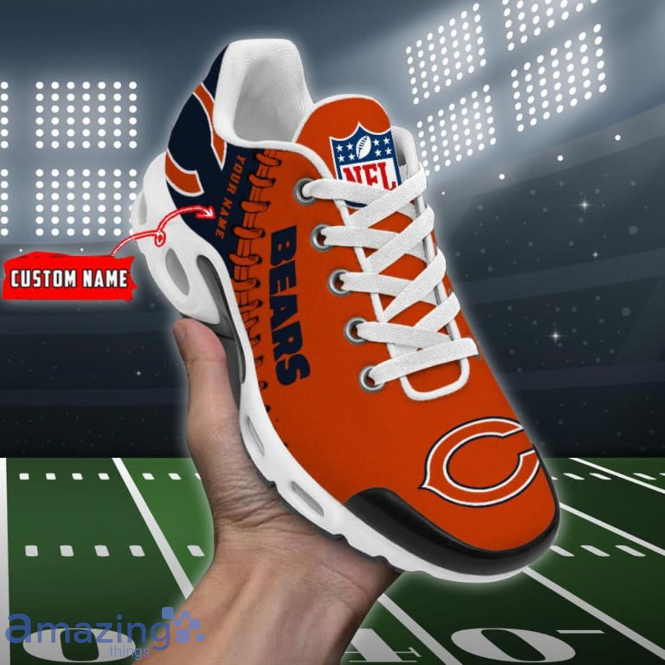 Personalized Chicago BearsTeam Logo Rugby Ball Pattern TN Air Max Shoes Air Cushion Sneakers