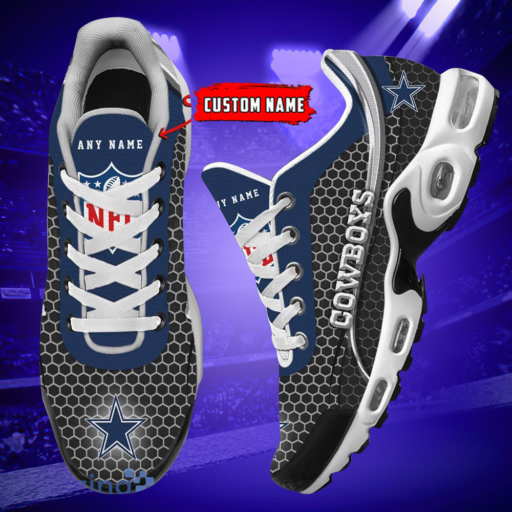 Personalized Dallas CowboysTeam Logo Hexagon Pattern Team Color TN Air Max Shoes Air Cushion Sneakers