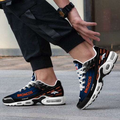 Personalized Denver BroncosBlack And Team Color Stripes Black TN Air Max Shoes Air Cushion Sneakers