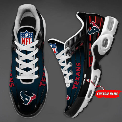 Personalized Houston TexansBlack And Team Color Stripes Black TN Air Max Shoes Air Cushion Sneakers