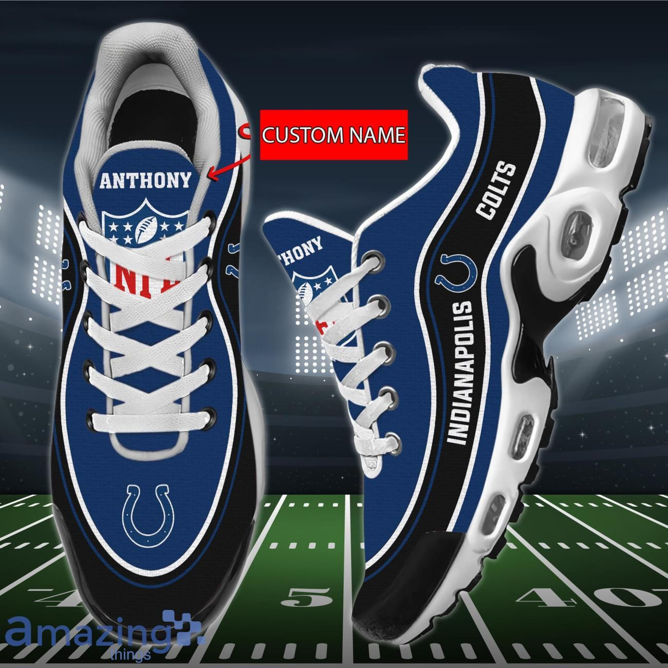 Personalized Indianapolis Colts Team Logo Team Name On Black TN Shoes Air Cushion Sneakers