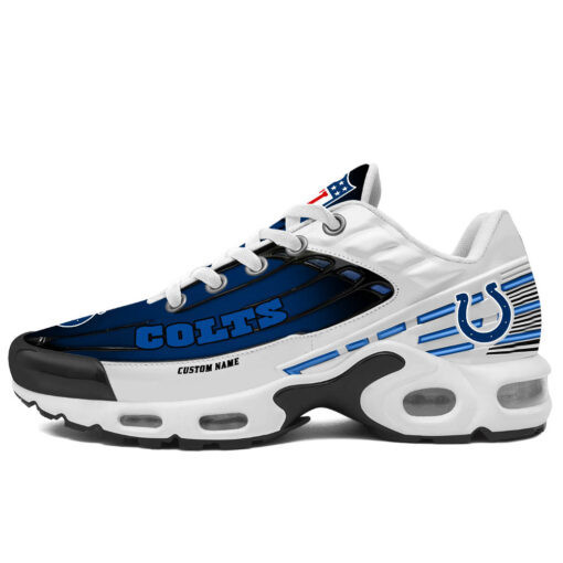Personalized Indianapolis ColtsBlack And Team Color Stripes White TN Air Max Shoes Air Cushion Sneakers