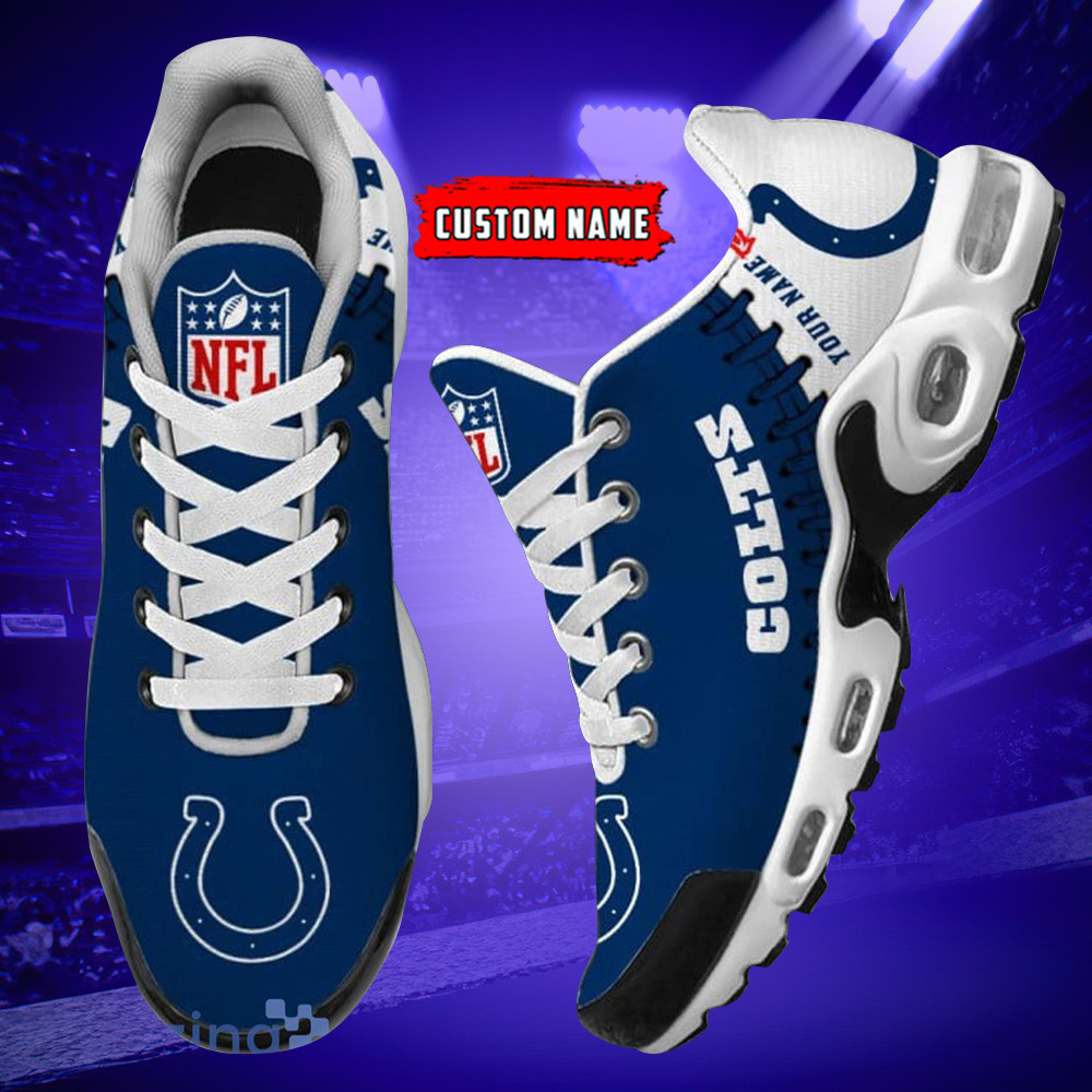 Personalized Indianapolis ColtsTeam Logo Rugby Ball Pattern TN Air Max Shoes Air Cushion Sneakers