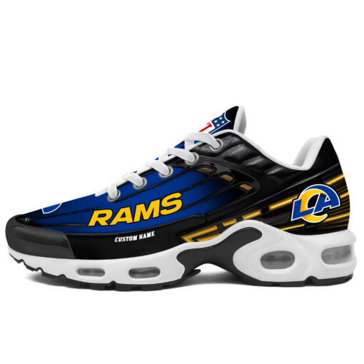 Personalized Los Angeles Rams Black And Team Color Stripes Black TN Shoes Air Cushion Sneakers