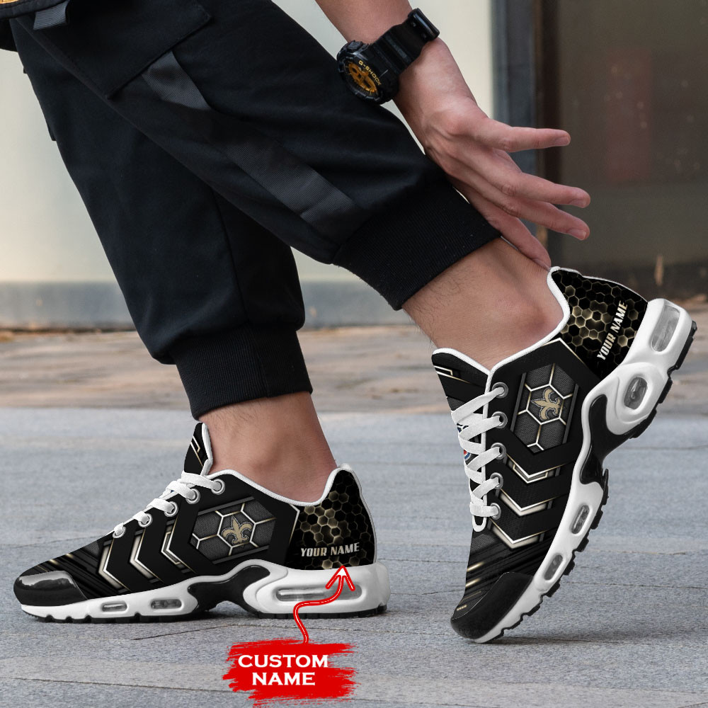 Personalized New Orleans Saints Team Logo Team Neon Color TN Air Max Shoes Air Cushion Sneakers
