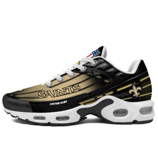 Personalized New Orleans SaintsBlack And Team Color Stripes Black TN Air Max Shoes Air Cushion Sneakers