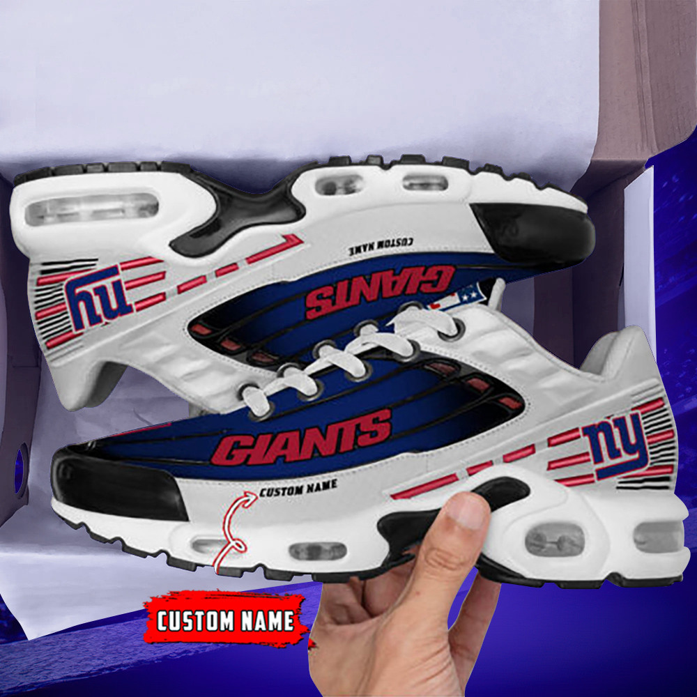 Personalized New York GiantsBlack And Team Color Stripes White TN Air Max Shoes Air Cushion Sneakers