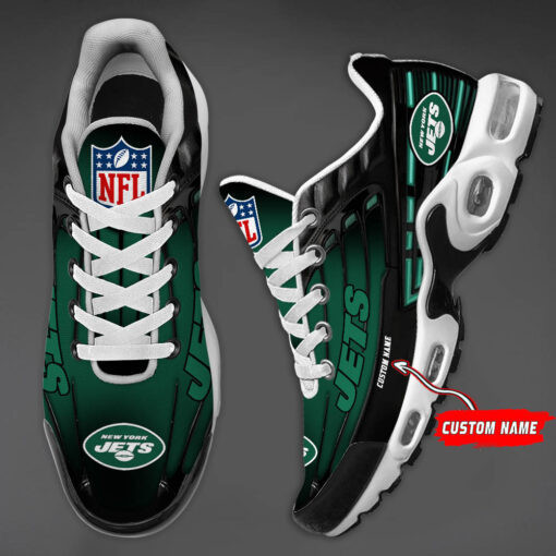 Personalized New York Jets Black And Team Color Stripes Black TN Shoes Air Cushion Sneakers