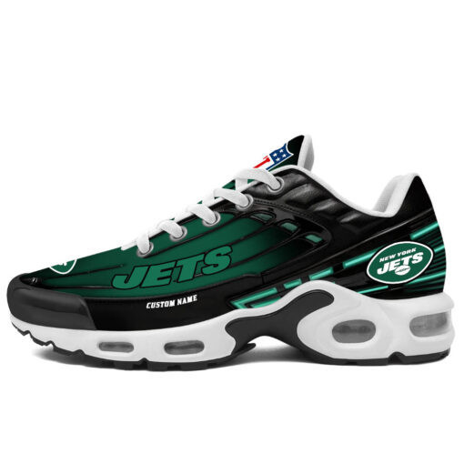 Personalized New York Jets Black And Team Color Stripes Black TN Shoes Air Cushion Sneakers