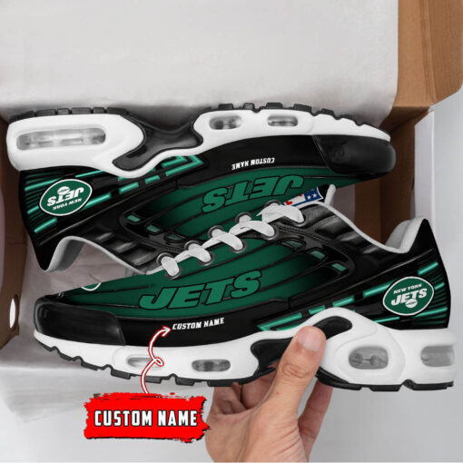 Personalized New York Jets Black And Team Color Stripes Black TN Shoes Air Cushion Sneakers