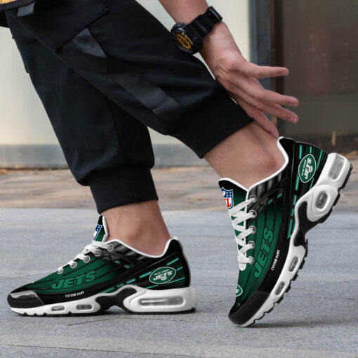 Personalized New York JetsBlack And Team Color Stripes Black TN Air Max Shoes Air Cushion Sneakers