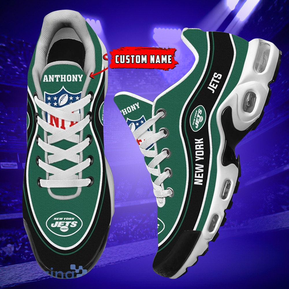 Personalized New York JetsTeam Logo Team Name On Black TN Air Max Shoes Air Cushion Sneakers