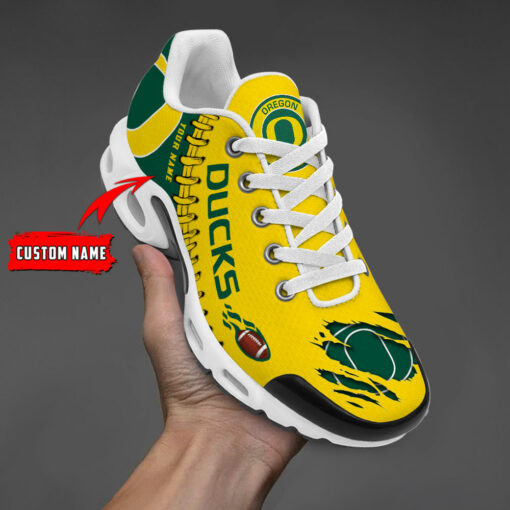 Personalized Oregon Ducks Team Logo Rugby Ball Pattern TN Air Max Shoes Air Cushion Sneakers