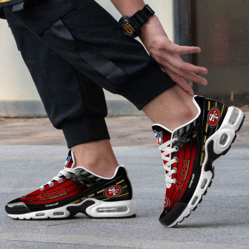 Personalized San Francisco 49ers Black And Team Color Stripes Black TN Shoes Air Cushion Sneakers