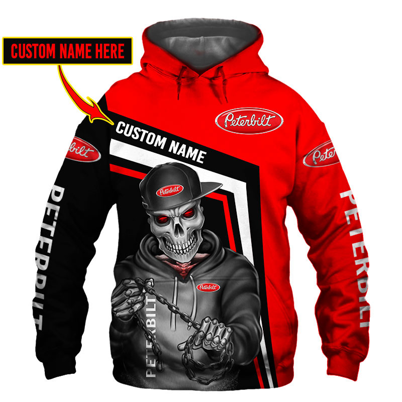 Peterbilt Skull Tshirt, sweatshirt, Polo, Hawaiian, Hoodie 3D Apparel Full Printing Custom Name 