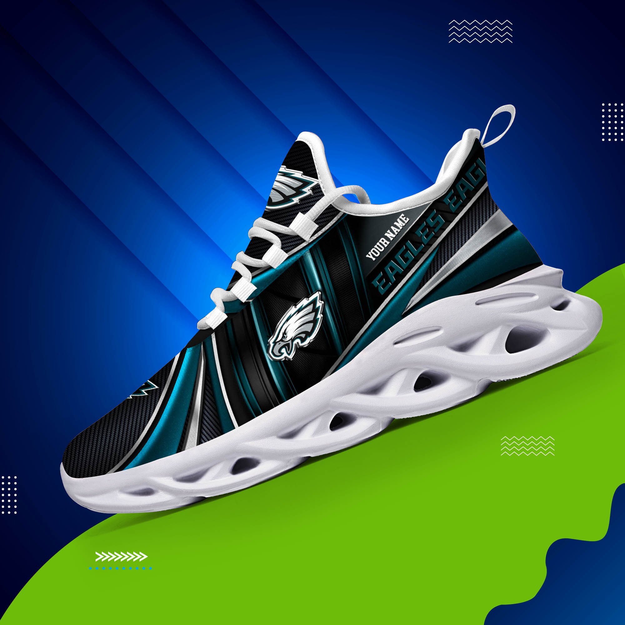 Philadelphia Eagles White C Sneakers 2025 Version Personalized Your Name, Sport Team Sneakers, Sport Gifts PH892