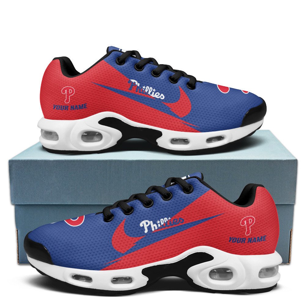 Philadelphia Phillies Personalized Name Team Logo Wings Of God Pattern TN Shoes Air Cushion Sneakers