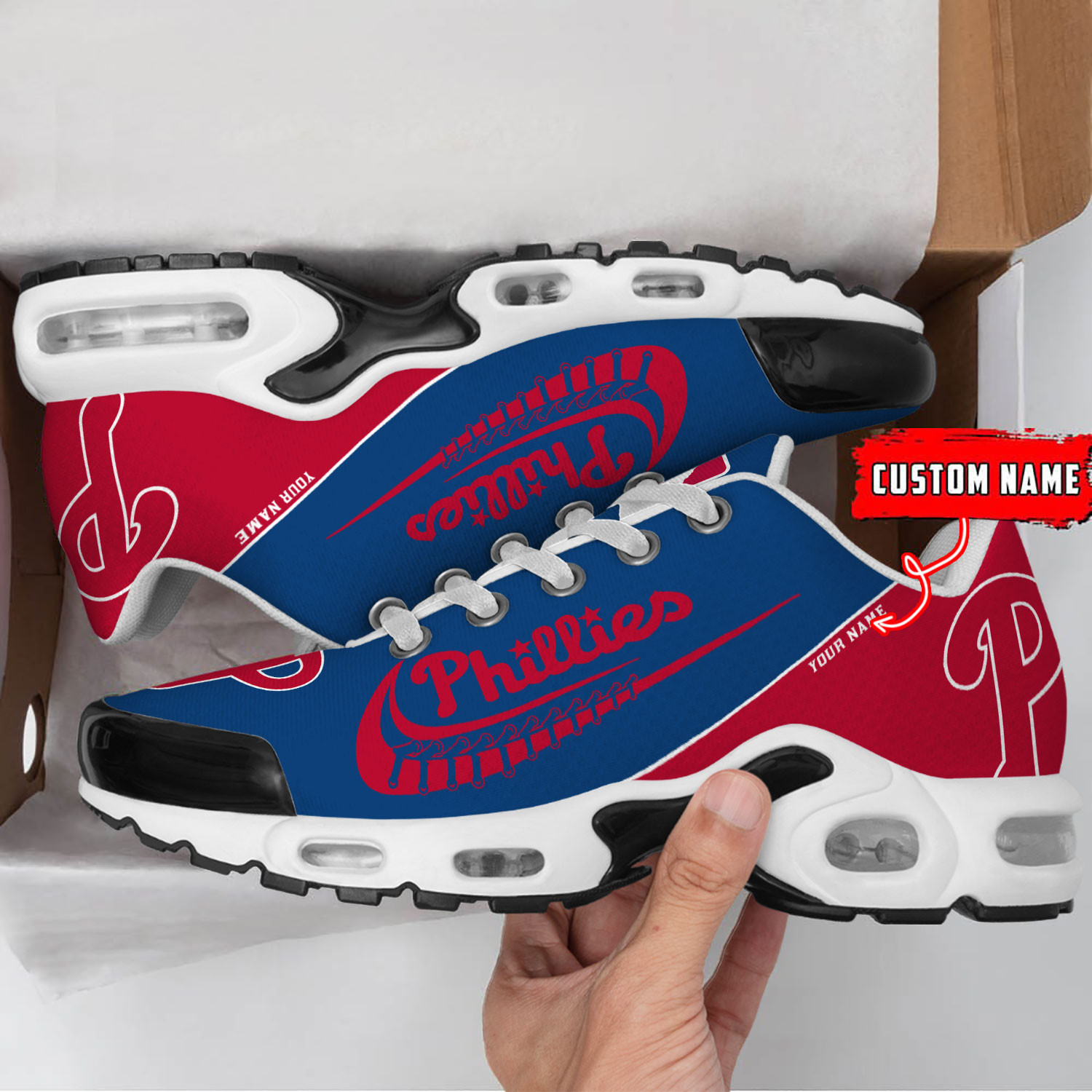 Philadelphia Phillies Team Logo Baseball God Wings Air Max Shoes Sneaker
