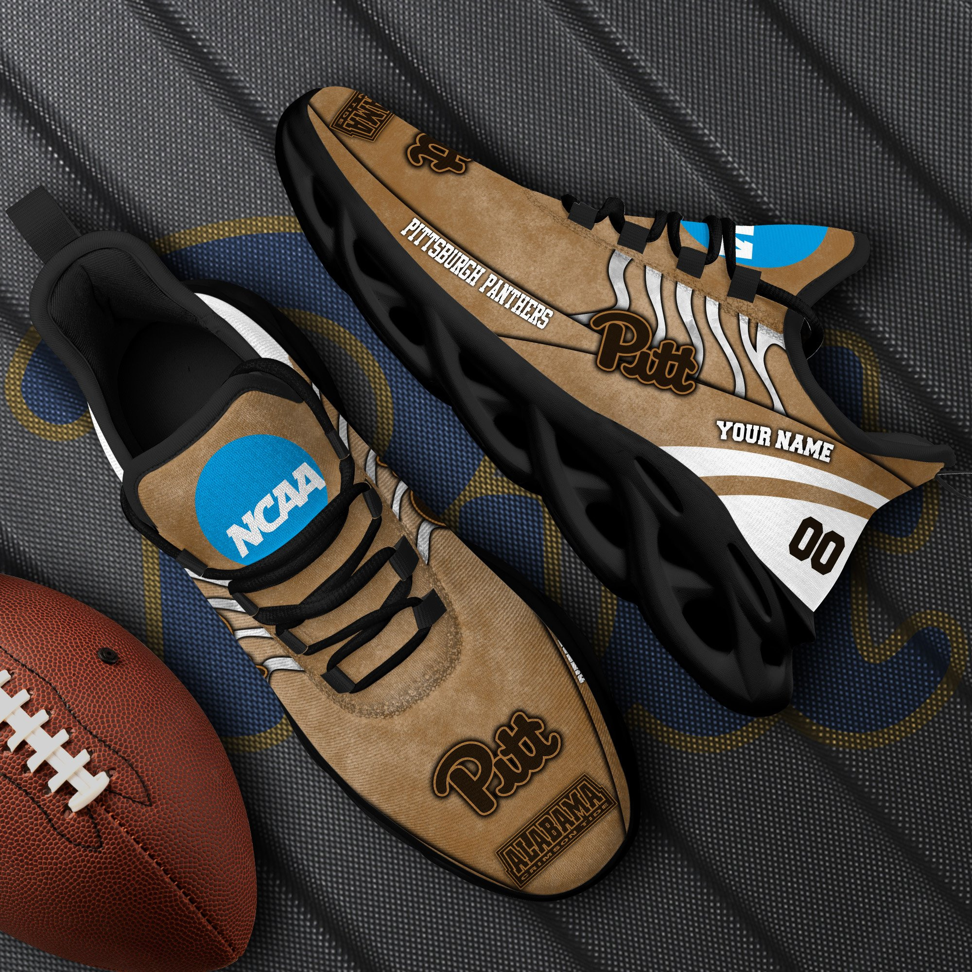 Pittsburgh Panthers Black Max Soul Shoes 2025 Versions Custom Your Name And Number 312