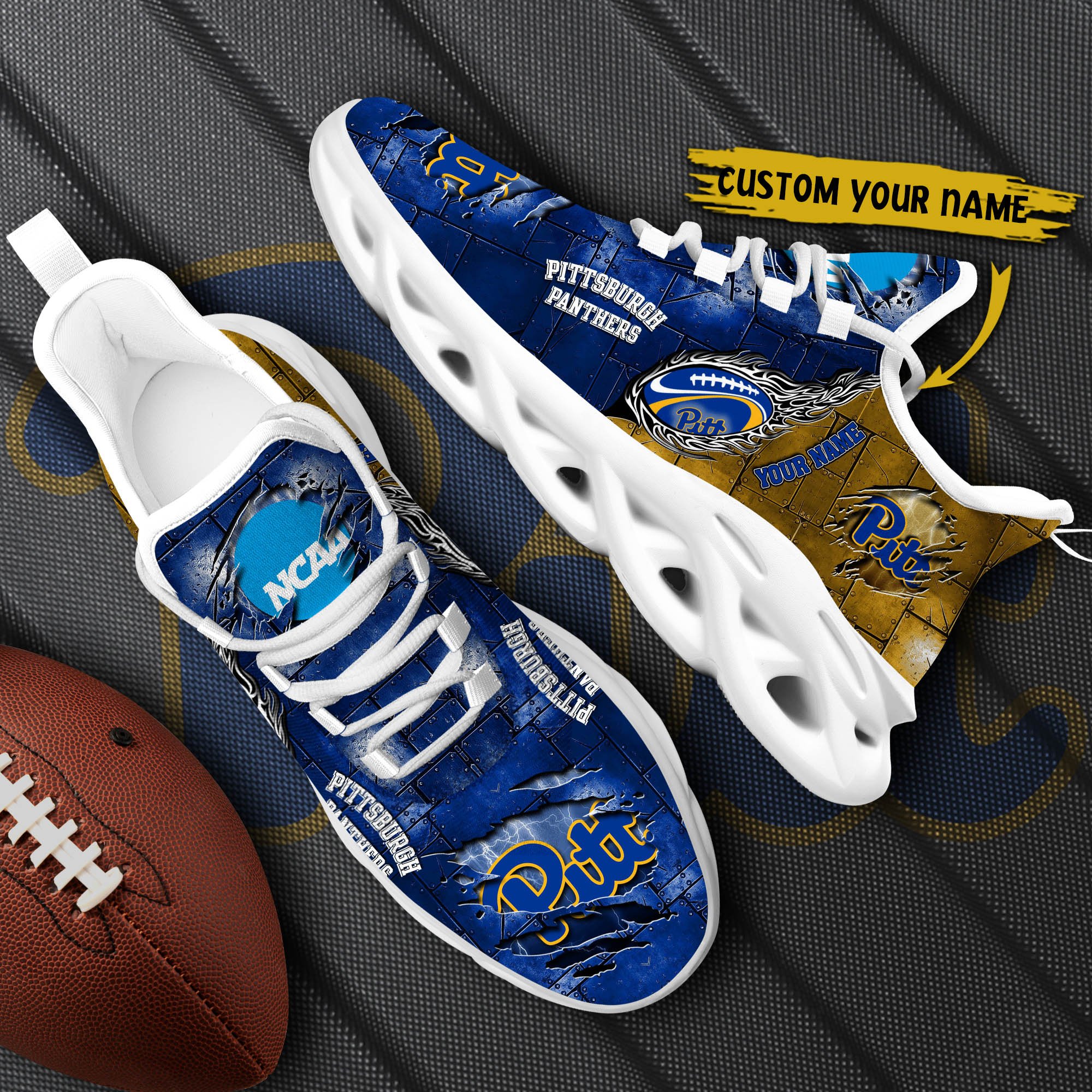 Pittsburgh Panthers Black Max Soul Shoes 2025 Versions, White Max Soul Shoes Custom Your Name PH879